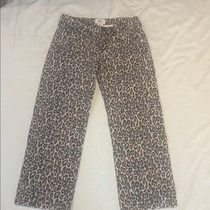 BDG Leopard Print Flare Jeans - Black and Tan